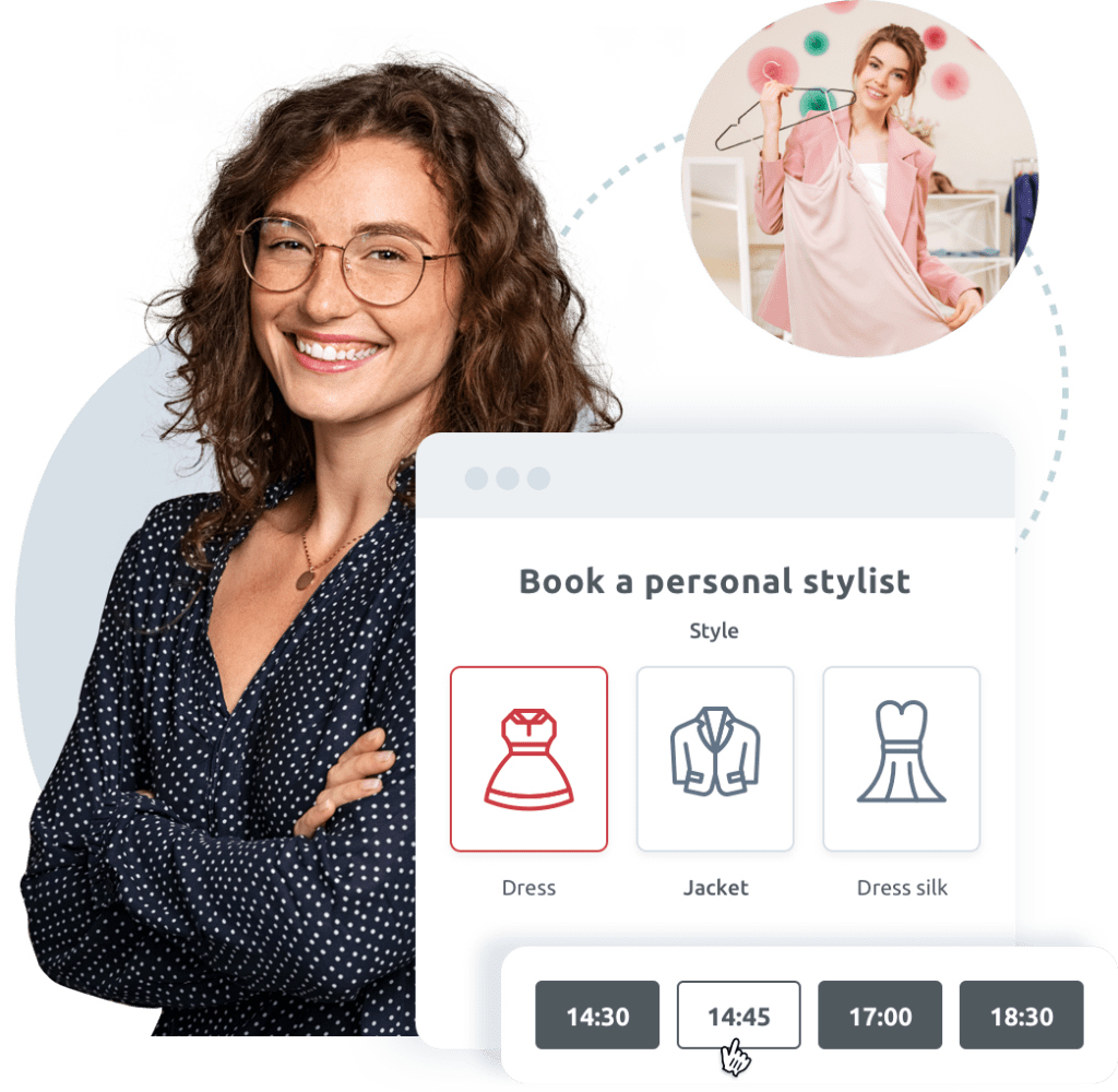 a woman booking a persona shopping appointment using timify booking software